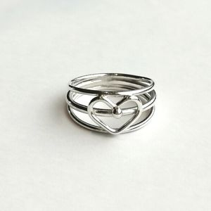Sterling Silver Open Heart Ring sz 6